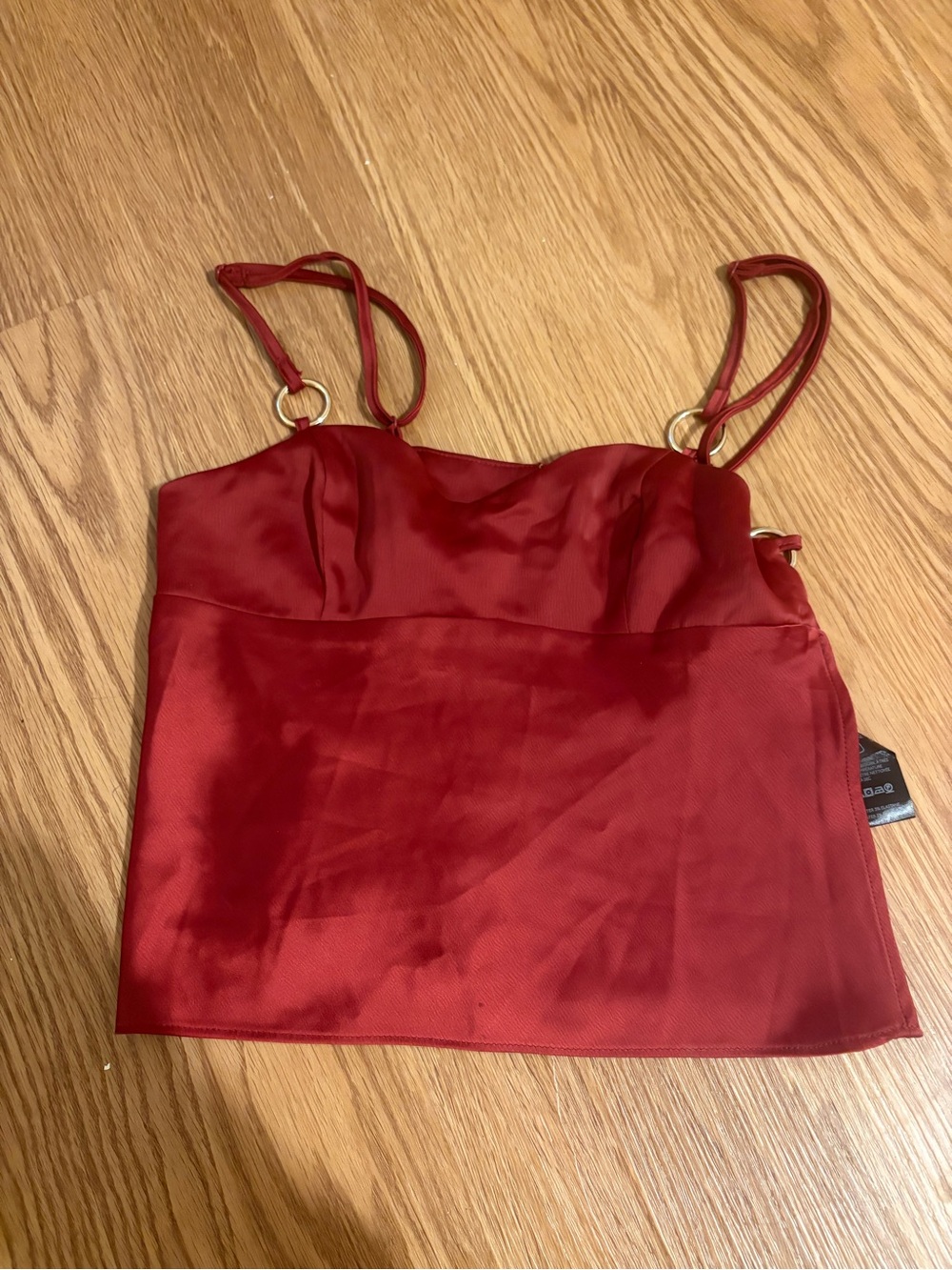 Red Satin top with cut outs